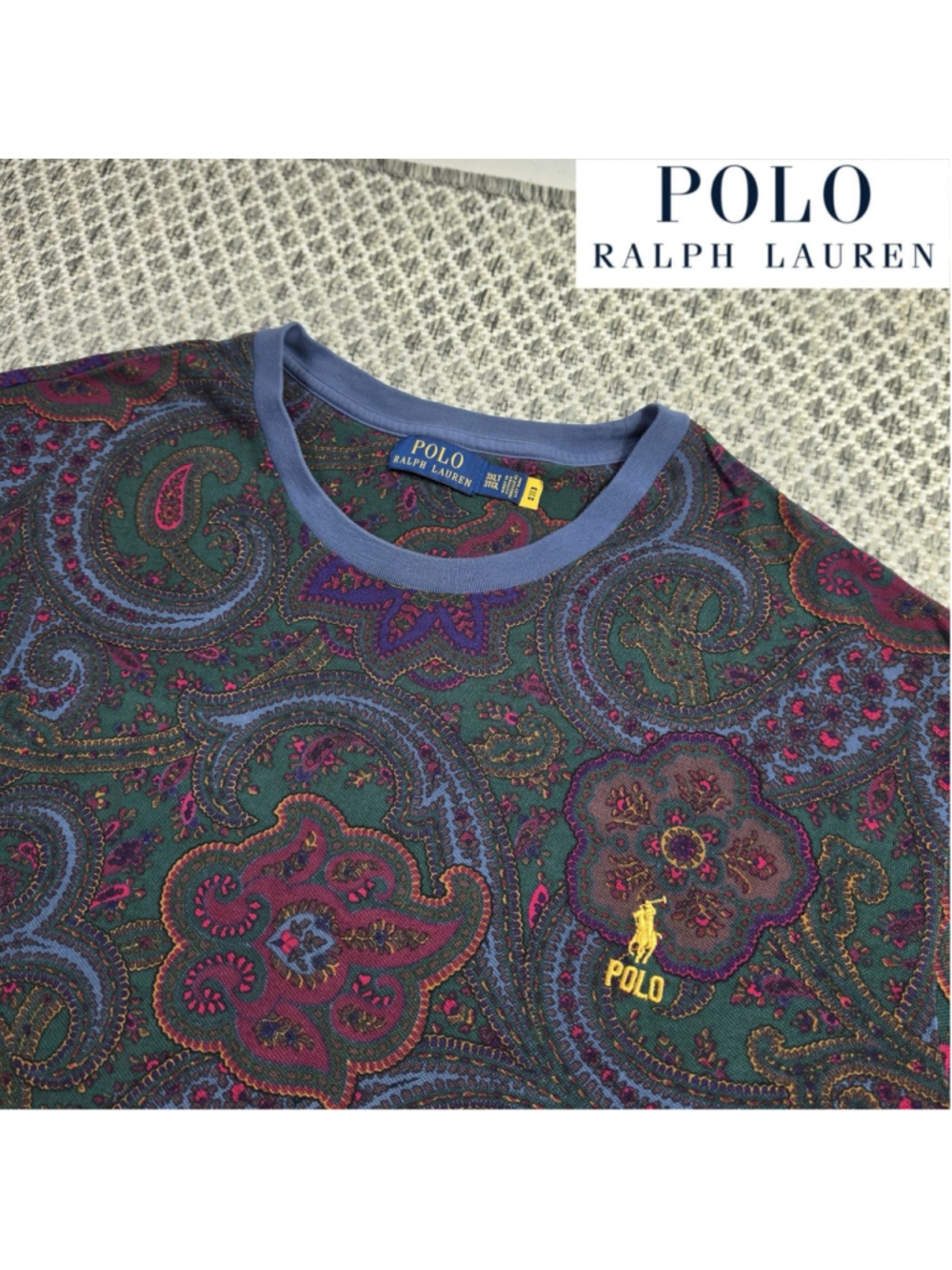 Polo Ralph Lauren Mens 3XLT Paisley T Shirt Green Multicolor All Over Print